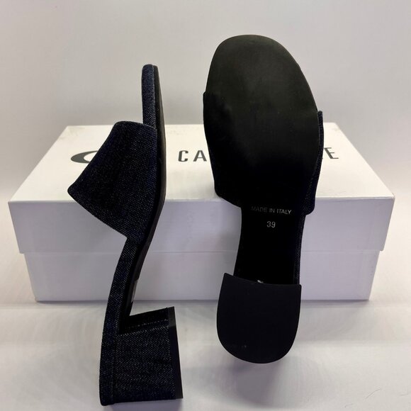 La Canadienne Frida Size 39 Denim Blue Open Toe Block Heel Mule Sandal - Picture 11 of 16